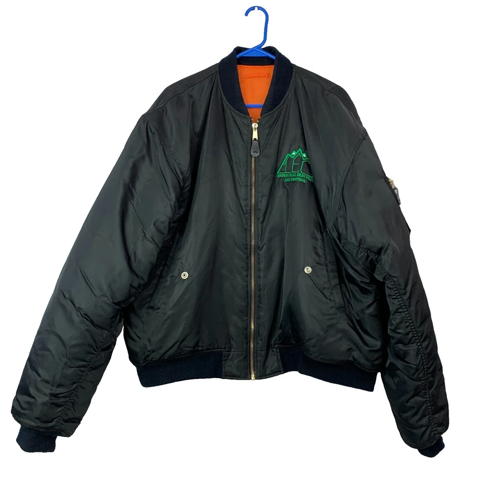 Abrigo Chaqueta Bombardero Industrial Eléctrico & Control Negro Puffer Para Hombre 2X Foto 1 de 4