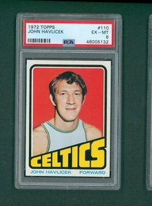 1972 Topps Basketball Card - #110 John Havlicek, PSA 6 EXMT - Picture 1 of 2