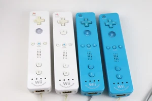 4 Nintendo OEM Official Wii Remote Motion Plus Controller Tested Blue & White - Picture 1 of 10