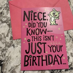 Tarjeta de felicitación de expresiones de sello de 5,5”x8” divertida y linda sobrina de feliz cumpleaños - Imagen 1 de 8