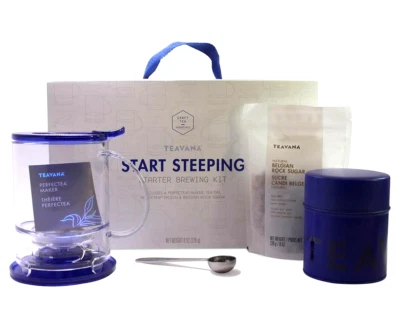 Teavana Start Steeping Kit - Blue Perfectea Maker, Tea Tin, Spoon, Rock Sugar - Image 1 of 4