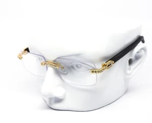 Sunglasses Men Elegant Tinted Clear Wood Buff Glasses Unique Square Rimless New - Picture 1 of 66