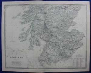 SÜDSCHOTTLAND, große original antike Karte, Johnston, 1871 - Bild 1 von 5