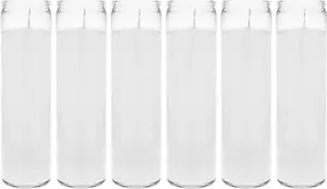 Candele Bianche Senza Profumo Bianco Devozionale Preghiera Vetro Contenitore Candele - 6 PK - Foto 1 di 11
