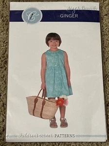 Patrones de costura de esquina para niños NUEVO sin cortar - JENGIBRE - Vestido TALLAS 6mo - 6Y - Imagen 1 de 3