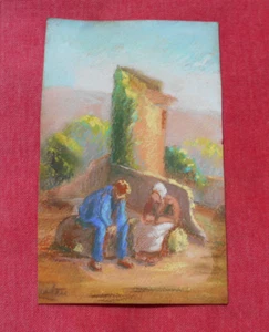 Une Ancienne Peinture au Fusain : Couple Agé ! - Picture 1 of 2
