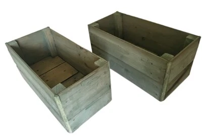 Green Wooden Planter Window Box x2 Handmade 53x27x25cm Plants Flowers Herbs - Image 1 of 4