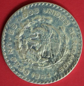 1964 Mexico Un 1 Peso .10 Silver Coin Morelos Estados Unidos Mexicanos GFB 36 - Picture 1 of 6