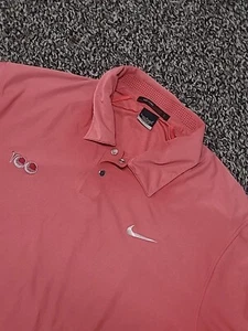 Nike Tiger Woods Collection Herren L Dri-Fit Pink Rot Druckknopf Golf Poloshirt - Bild 1 von 10