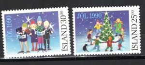 BRIEFMARKEN ISLAND - Weihnachten, Kinder, 2er Set, 1990 - ** - Bild 1 von 1