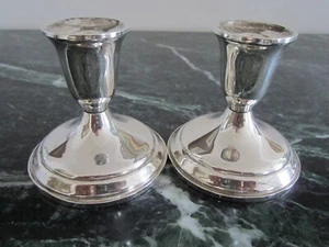 Pair Towle Sterling Candlesticks 925 3.35" - Picture 1 of 3