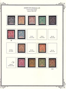 Anjouan 1892-97 Mint OG (2 Used Issues) On Album Page Very FIne Scv $260.00 - Picture 1 of 1
