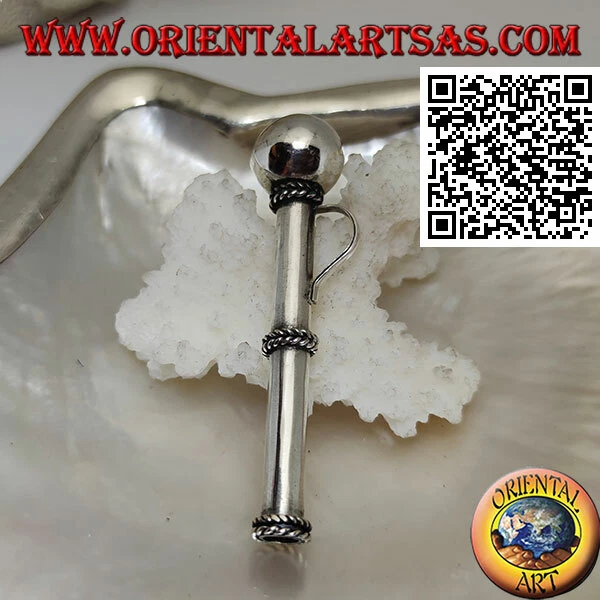 Ciondolo in Argento 925‰ a forma di cannuccia/pippotto con tre intrecci separati - Immagine 1 di 1