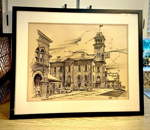 Richard D Brown OLD GALT BUILDINGS Cambridge Ontario Canada 1975 Framed LE Print - Picture 1 of 10