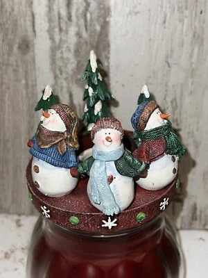 #7 NUEVO HOGAR INTERIORES VELA TOPPER CERÁMICA CON MUÑECOS DE NIEVE DE RESINA Y ÁRBOLES Foto 1 de 4