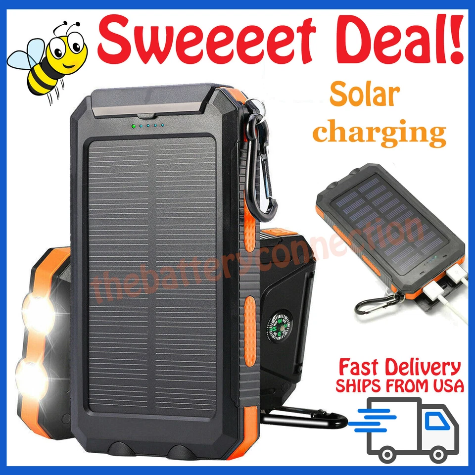 2025 Super Large Capacity USB Portable Charger Solar Power Bank for Cell Phone - Image 1 of 4