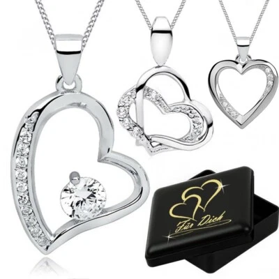 45 cm Halskette Herz Anhänger 925 Sterling Silber Mädchen Damen Kette - Bild 1 von 2