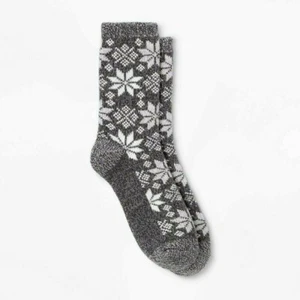 Cuddl Duds Crew Socks Warm Essentials Leg Layering 4-10 Snowflakes Gray New - Picture 1 of 7