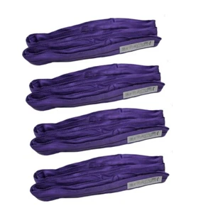 Paquete de 4 bucles interminables redondos grúa eslinga correa de recuperación elevación remolque tirador púrpura - Imagen 1 de 11