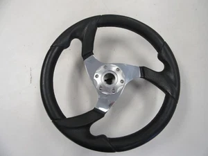STEERING WHEEL 3/4" TAPERED KEYWAY BLACK VINYL & STAINLESS STEEL 14" MARINE BOAT - Picture 1 of 12