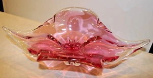 Heavy Lead Deco Crystal Pink Dish Bowl - Picture 1 of 3