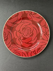 Rosanna Salad Plates Red Rose All Over Print With Gold Trim - Picture 1 of 6