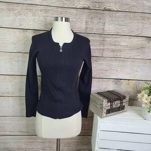 Felpa donna tre punti nera con zip taglia S small - Foto 1 di 5