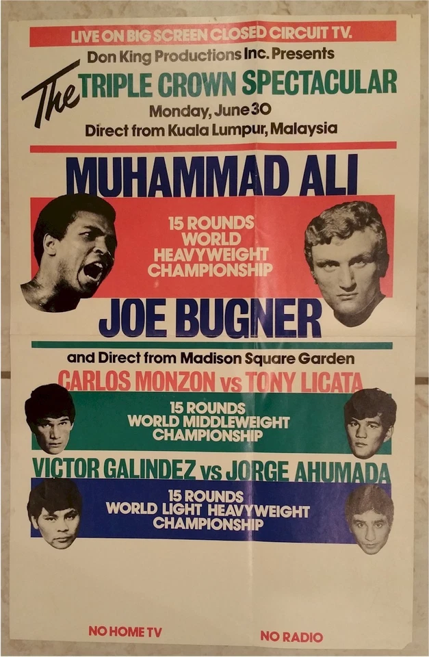 BOXING POSTER MEMORABILIA MUHAMMAD ALI AND JOE BUGNER FIGHT 1975 - Image 1 of 1