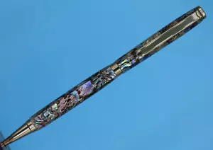 Fancy Slimline Kugelschreiber in Ti Gold Oberfläche mit Paua Abalone Schale - Bild 1 von 12
