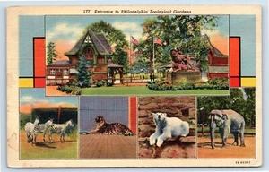Postal de Philadelphia Zoological Gardens Pennsylvania c1937s - Imagen 1 de 2