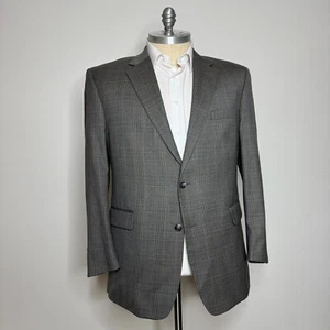 Jos A Bank Men's 46R Blazer Sport Coat Brown Check Wool Jacket - Picture 1 of 11