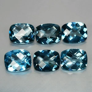 6 Pcs 10 X 8 MM London Blue Topaz Calibrated Natural Gemstone Brazil - Imagen 1 de 3