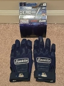 Franklin CFX Pro Youth Medium Batting Gloves Chrome Navy * NEW OPEN PKG - Picture 1 of 5