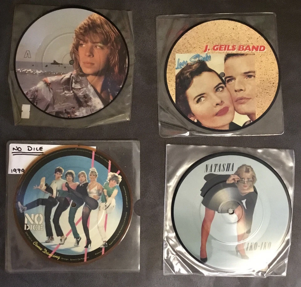 JOBLOT 4 x 7” Vinyl Picture Discs. 1970’s 1980’s.   VG+. - Image 1 of 1