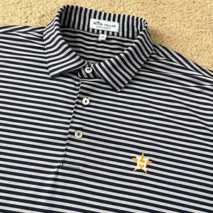 Houston Astros Peter Millar Sommer bequem Poloshirt blau grau gestreift Größe M - Bild 1 von 6