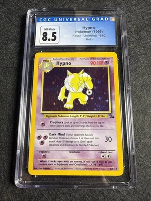 CGC 8.5 NM/Mint+ Hypno 8/62 Holo Unlimited Pokemon 1999 - Image 1 of 4