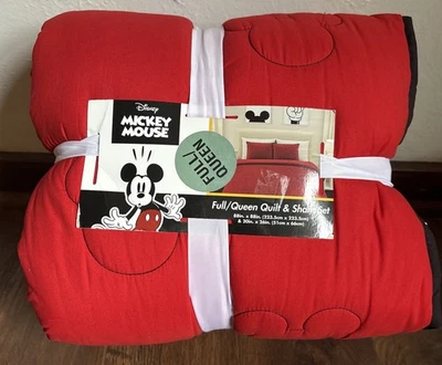 2-pc Disney RED Mickey Mouse Full/Queen Size Quilt & Sham Set - Image 1 of 3