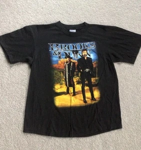 VTG 90s Brooks & Dunn T-Shirt Mens L Double Sided Concert Tour Country Black NOS - Picture 1 of 6