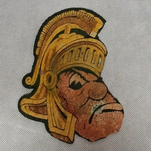 Vintage Michigan State Spartan Filz Patch 4,75" x 6,5" zeigt Gebrauchsspuren/Flecken - Bild 1 von 2