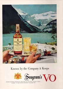 Seagrams VO Canadian Whisky Print Ad 1954 Seagram Distillers NY Lake Mountain - Picture 1 of 1