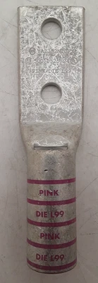 Burndy | Model: YAZ382NTCFX  | 2-Hole Compression Lug | 500 1325/24-Pink Die L99 - Image 1 of 2