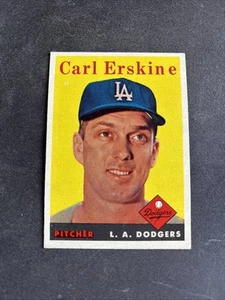 1958 Topps - Carl Erskine #258 Los Angeles Dodgers Great Color Sweet Card - Picture 1 of 2