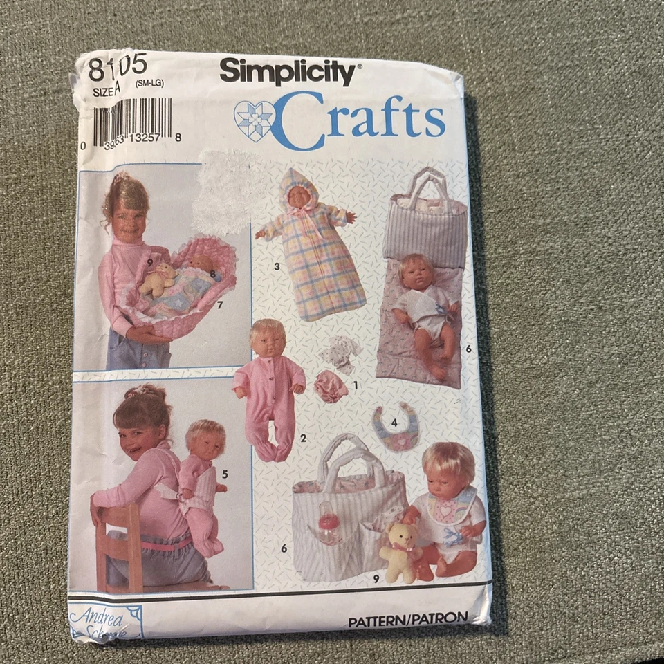 Vtg Simplicity Crafts Sewing Pattern 8105 Accessories for Baby Dolls Uncut - Image 1 of 4