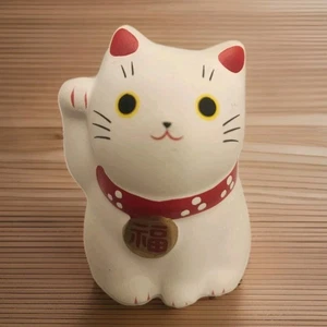 Japan brand Yakushigama ceramic Meneki Lucky Cat (white) 薬師窯錦彩招財貓 - Picture 1 of 5
