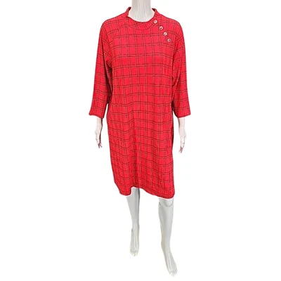 Susan Graver Womens Dress Petite X-Large Size Red 3/4 Sleeeves Button Details - Image 1 of 4