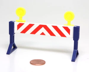 Playmobil Miniature Construction Road Hazard Sign Barricade w/ 2 Lights - Picture 1 of 1