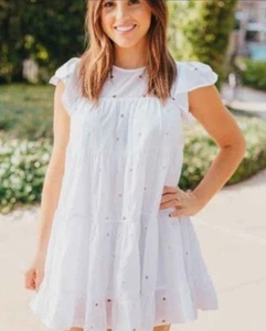 Simply Southern White Eyelet Lace Tiered Tunic Dress Pineapple Preppy Beach XL - Picture 1 of 11