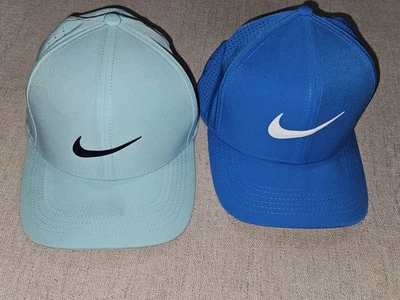 Lot Of 2 Nike Golf Hats Classic 99 Flex Fit Small/Medium Dri Fit Blue Teal - Image 1 of 4
