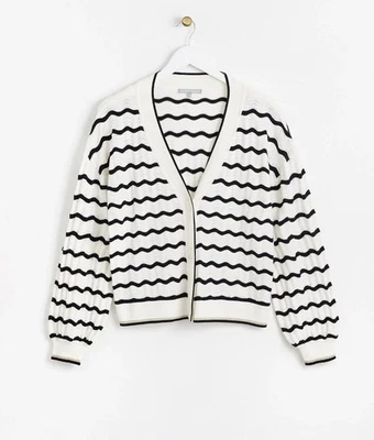 Oliver Bonas Wavy Stripe Black & White Cardigan UK 18 - Image 1 of 4