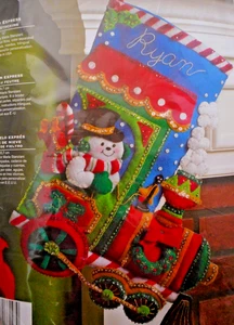 Bucilla Plaid Felt Christmas Stocking Kit-Candy Express #86147 NWT Sealed - Picture 1 of 4